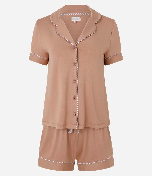 Pijama Short Doll em Viscolycra com Viés Listrado - 1