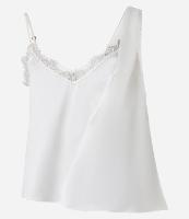 Blusa em Cetim com Alça Fina e Renda no Decote - 1