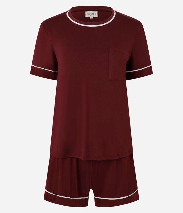 Pijama Short Doll em Viscolycra com Viés Contrastante - 1
