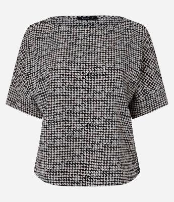Blusa em Crepe Estampada Xadrez Pied-de-Poule