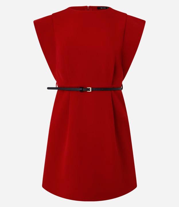 Vestido Curto em Alfaiataria com Cinto de PU - 1