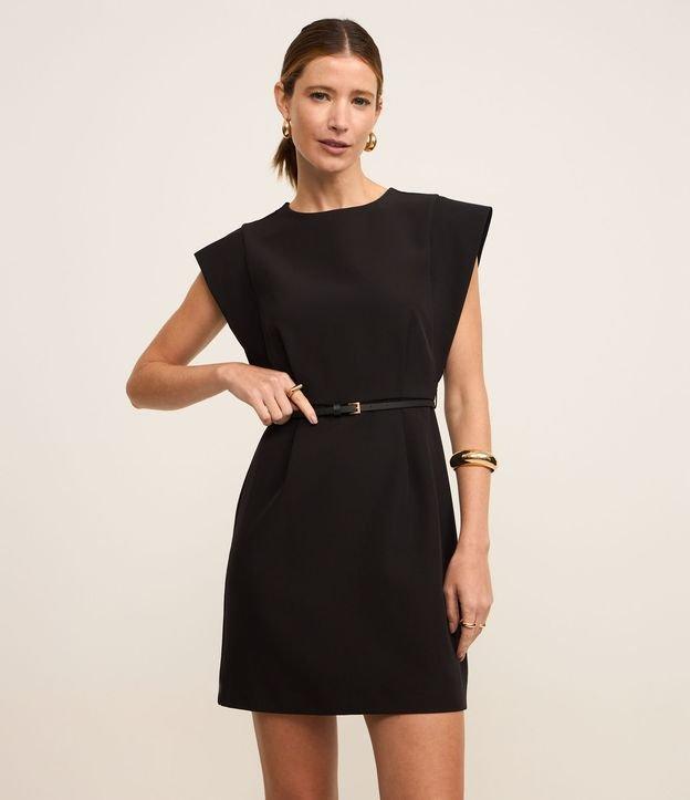 Vestido Curto em Alfaiataria com Cinto de PU - 2