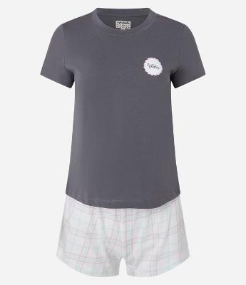 Pijama Short Doll Manga Curta com Estampa Good Times