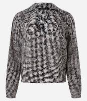 Blusa em Crepe com Estampa Pied-de-Poule e Gola Polo - 1