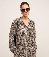 Blusa em Crepe com Estampa Pied-de-Poule e Gola Polo - 2