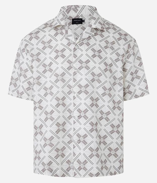 Camisa Boxy em Viscose com Textura e Estampa Geométrica - 1