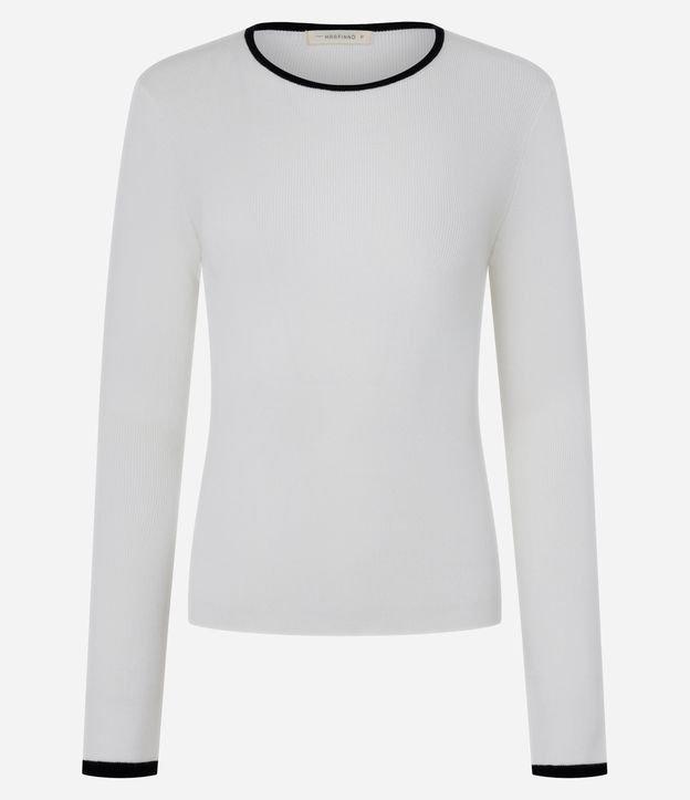 Suéter Regular em Tricô com Viés Contrastantes - 1