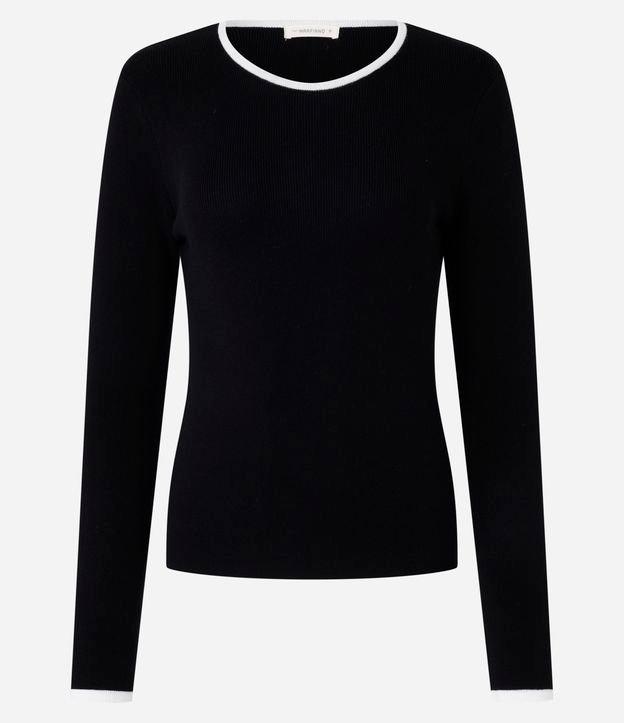 Suéter Regular em Tricô com Viés Contrastantes - 1