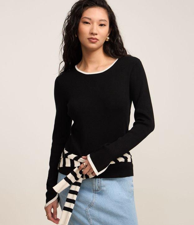 Suéter Regular em Tricô com Viés Contrastantes - 2