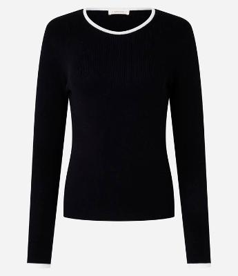 Suéter Regular em Tricô com Viés Contrastantes