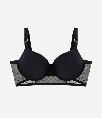 Sutiã com Aro Bojo Oco com Tule Poá Curve e Plus Size