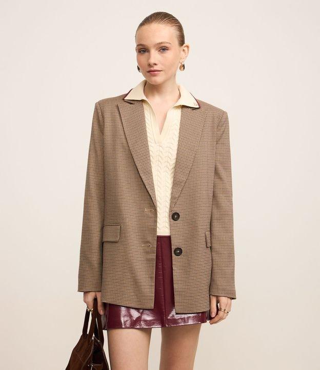Blazer Oversized Alfaiatado com Estampa Pied de Poule - 2