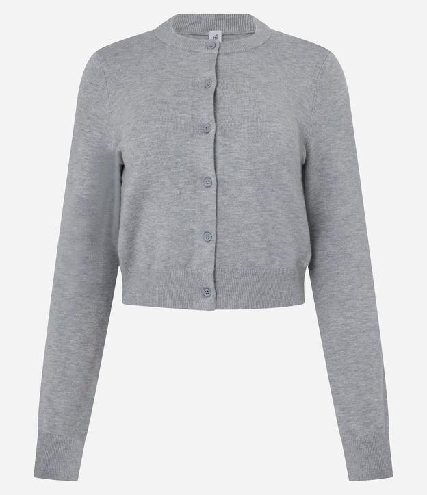 Cardigan Curto em Tricô e Botões Frontais - 1