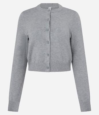 Cardigan Curto em Tricô e Botões Frontais