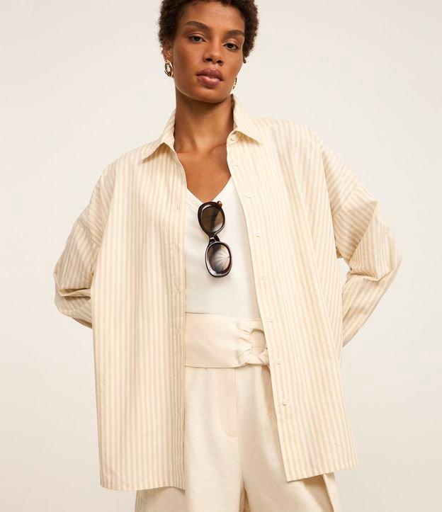 Camisa Manga Longa Listrada em Tricoline - 2