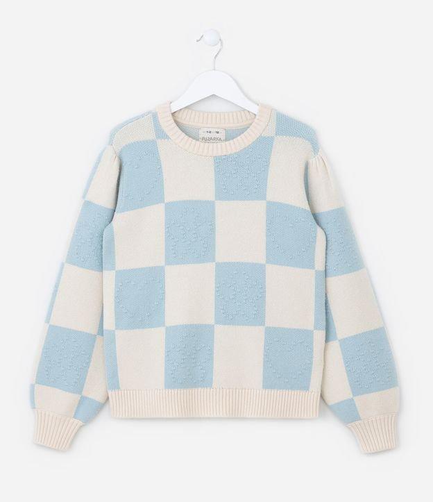 Blusão Infantil em Jacquard com Mangas Bufantes - Tam 5 a 14 Anos - 1