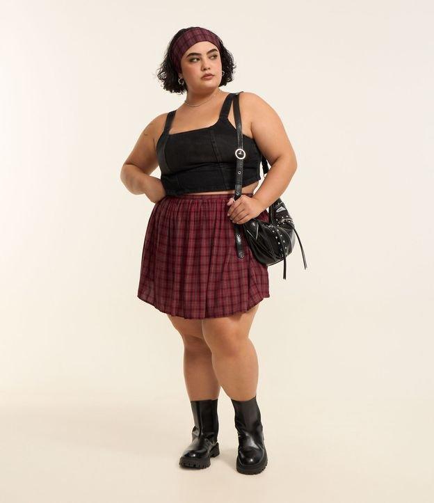 Saia Curta em Viscose Xadrez Curve & Plus Size - 2