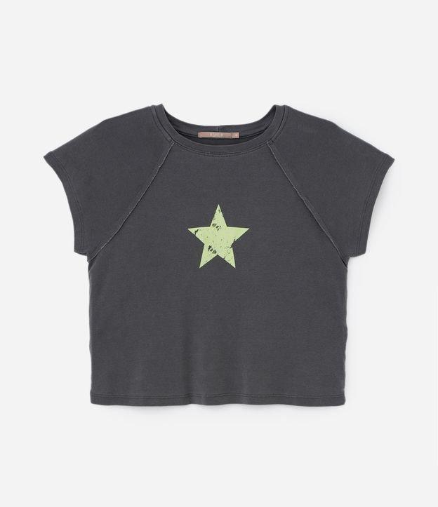 Camiseta Estonada com Estampa de Estrela Curve & Plus Size - 1