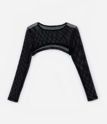 Blusa Curta em Tela de Tule Curve & Plus Size