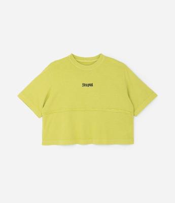 Camiseta em Algodão com Estampa Stupid Curve & Plus Size