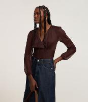 Blusa Curta em Tule com Decote V Transpassado e Franzidos - 2