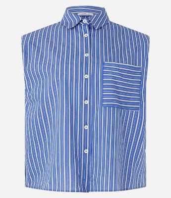 Camisa em Tricoline com Listra a Fio Tinto