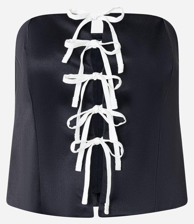 Corset em Crepe Tomara que Caia com Amarrações Contrastantes - 1