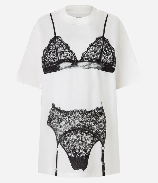 Camiseta Oversized em Algodão com Estampa Lingerie - 1