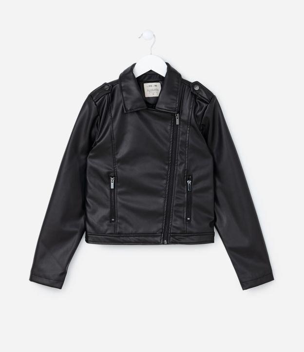 Jaqueta Biker Infantil em PU com Bolsos - Tam 5 a 14 Anos - 1