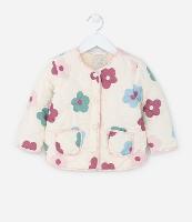 Jaqueta Infantil com Bolsos e Estampa de Florzinhas - Tam 1 a 5 Anos - 1