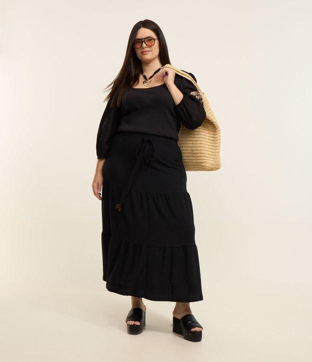 Saia Midi Texturizada com Amarração Curve & Plus Size - 3