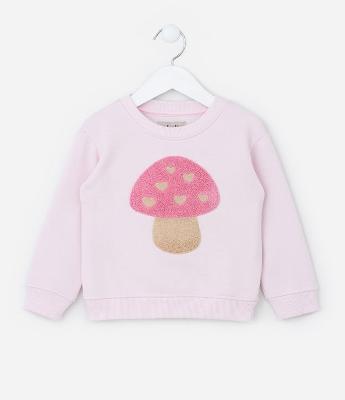 Casaco Infantil com Bordado de Cogumelo - Tam 1 a 5 Anos