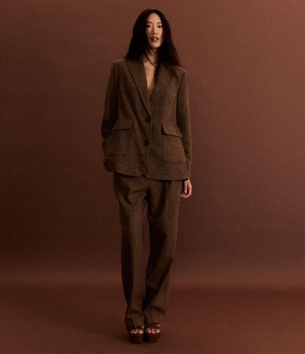 Calça Reta em Polivelour Quentinho com Cós Alfaiatado - 2