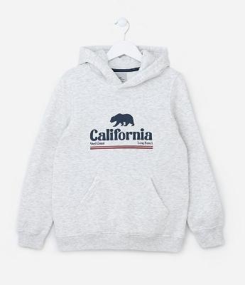 Casaco Infantil com Estampa Urso e Lettering California - Tam 5 a 14 Anos