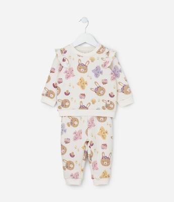 Conjunto Infantil em Matelassê com Babadinhos - Tam 0 a 18 meses