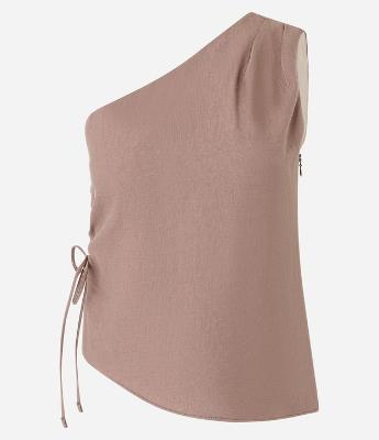 Blusa Alfaiatada Ombro Só em Viscose com Regulador Lateral