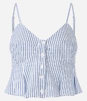 Blusa em Viscose Slub com Botões e Listras - 1