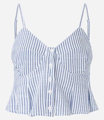 Blusa em Viscose Slub com Botões e Listras