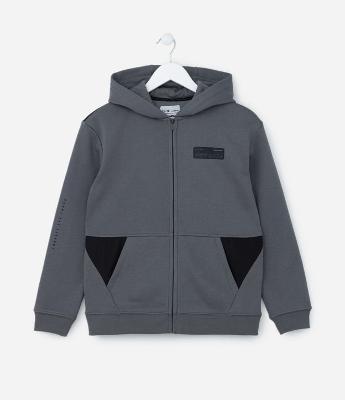 Jaqueta Infantil em Moletom com Recortes - Tam 5 a 14 Anos