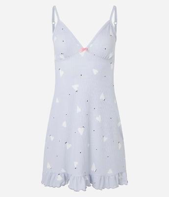 Camisola de Alça em Ribana com Estampa Corações