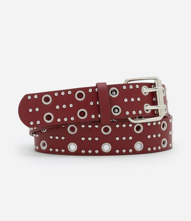 Cinto Médio em Glossy com Tachinhas e Ilhós com Fivela em Níquel - 1