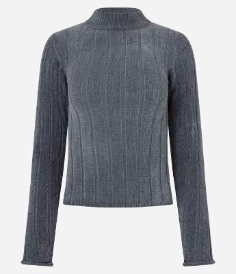 Blusa Slim em Chenille Canelada com Golinha