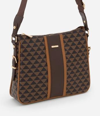 Bolsa Postman Média com Estampa de Triângulo