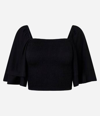 Blusa Cropped Texturizada com Manga Dupla