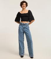 Blusa Cropped Texturizada com Manga Dupla - 2