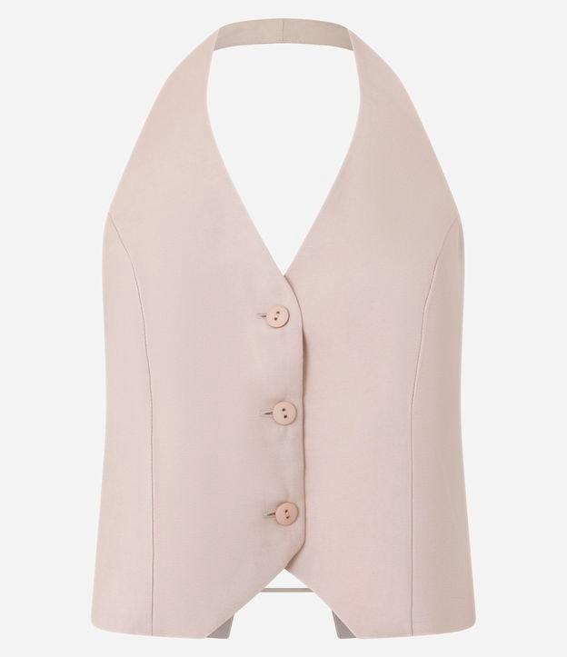 Blusa Frente Única Alfaiatada em Viscose com Costas Abertas - 1