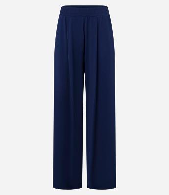 Calça Esportiva Wide Leg Alfaiataria em Microfibra com Bolsos