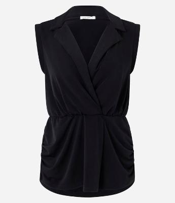 Blusa em Helanca com Decote V e Drapeado