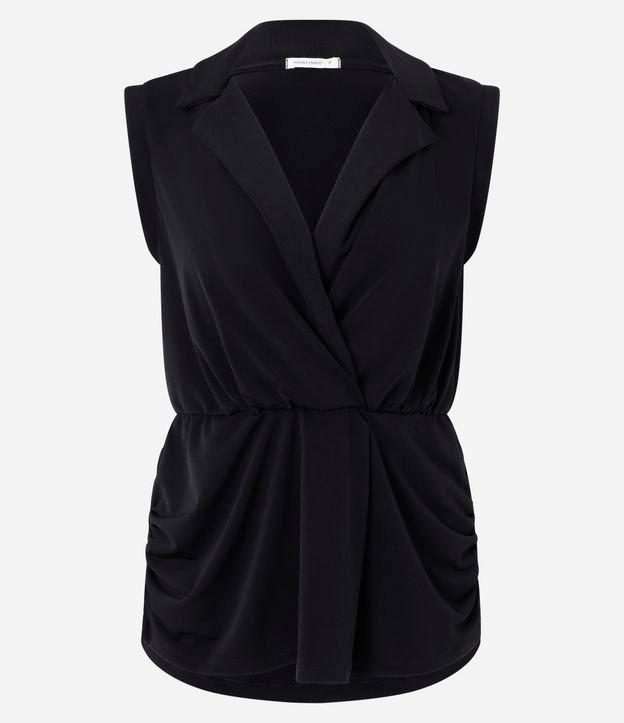 Blusa em Helanca com Decote V e Drapeado - 1