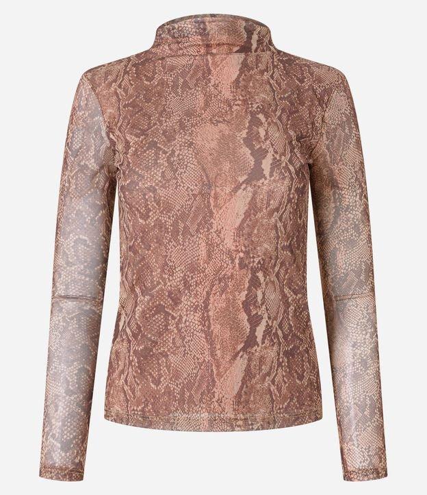Blusa em Tule com Gola Alta e Estampa Serpente - 2